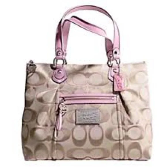 Coach Poppy Secret Admirer Signature Shoulder Bag With Pink Accents K1082-16289 - Picture 2 of 9